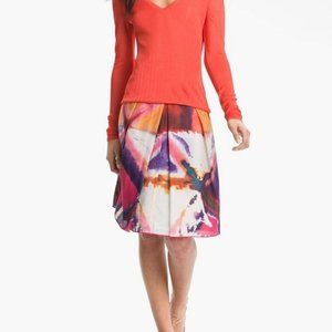 Rachel Roy Women's Multi Color Print Flared Skirt Msrp $398.00